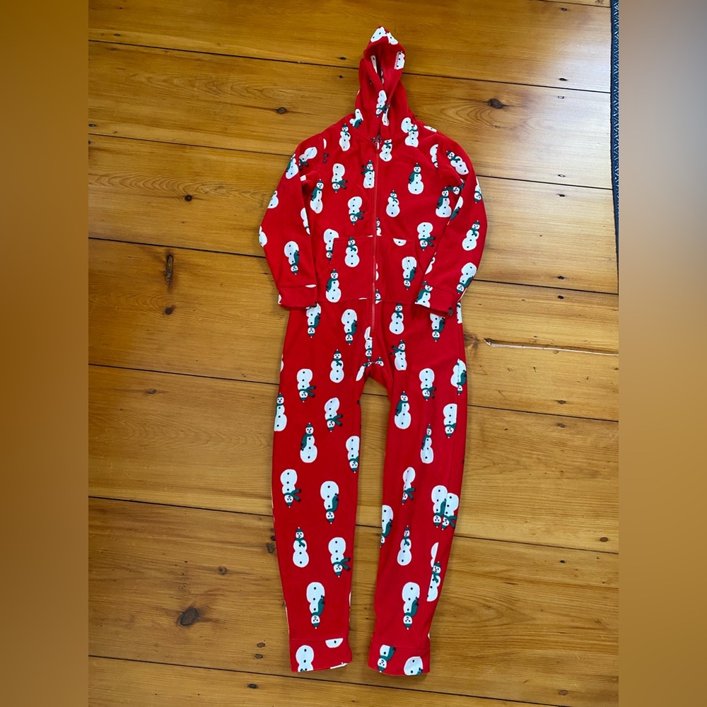 Red Snowman Kids fleece One Piece from HA